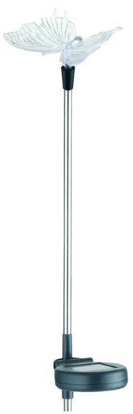 Zahradní solární lampa LED motýl, 77cm, zapichovací, nerez, RGB