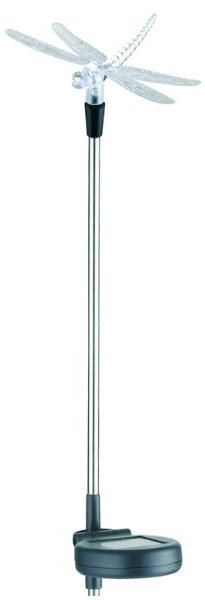 Zahradní solární lampa LED vážka, 77cm, zapichovací, nerez, RGB