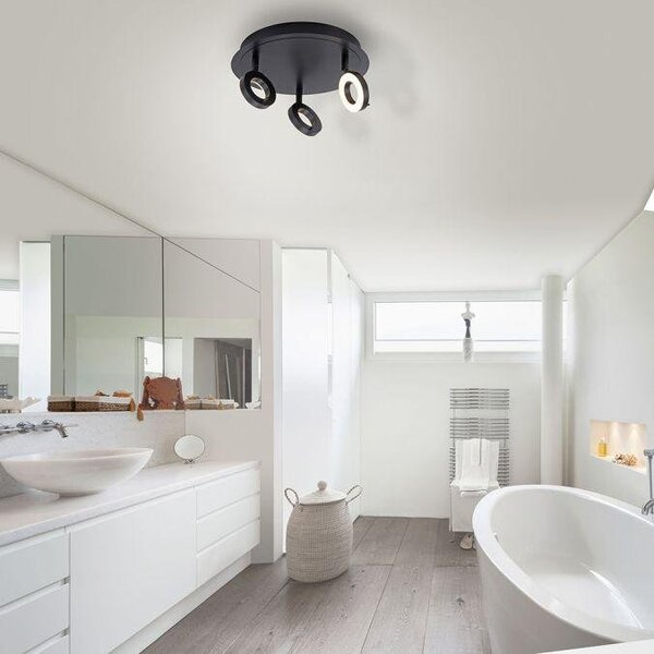 PN 6788-13 SILEDA LED stropní bodové svítidlo antracit, kruhové, 3 ramenné, otočné, ochrana proti vodě 3000K - PAUL NEUHAUS