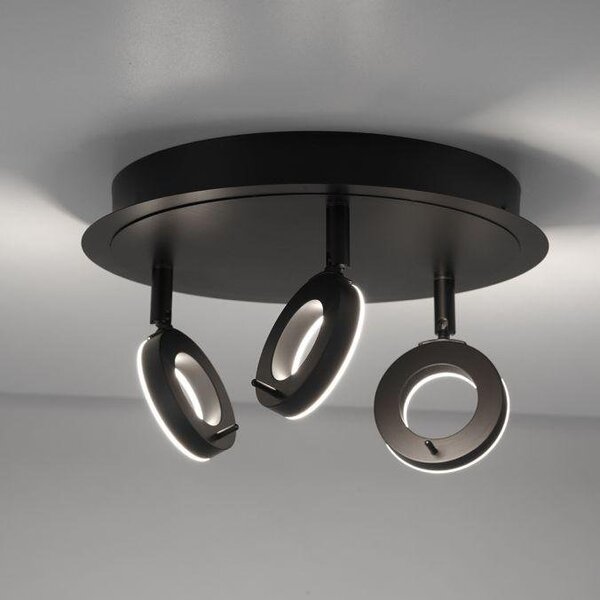 PN 6788-13 SILEDA LED stropní bodové svítidlo antracit, kruhové, 3 ramenné, otočné, ochrana proti vodě 3000K - PAUL NEUHAUS