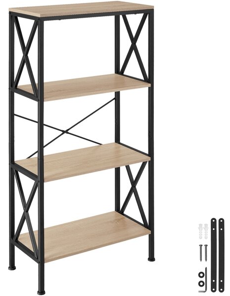 Tectake Regál Barry 61,5x31,5x133,5cm - Industrial světlé dřevo, dub Sonoma