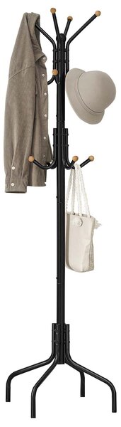 SONGMICS Kovový věšák na kabáty s 12 háčků 180 cm černá