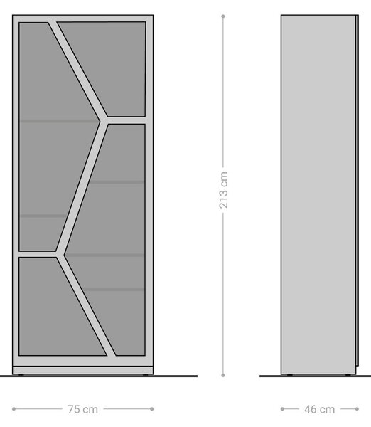 DELIFE Vitrína Taza 75x210 cm akácie přírodní 4 dvířka barová skříň