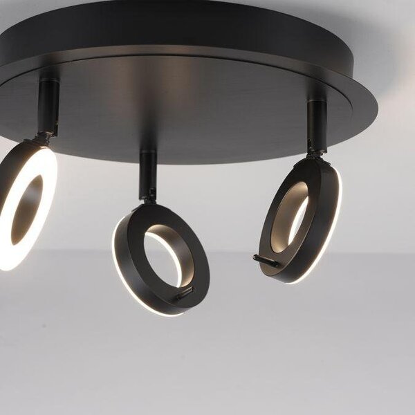 PN 6788-13 SILEDA LED stropní bodové svítidlo antracit, kruhové, 3 ramenné, otočné, ochrana proti vodě 3000K - PAUL NEUHAUS