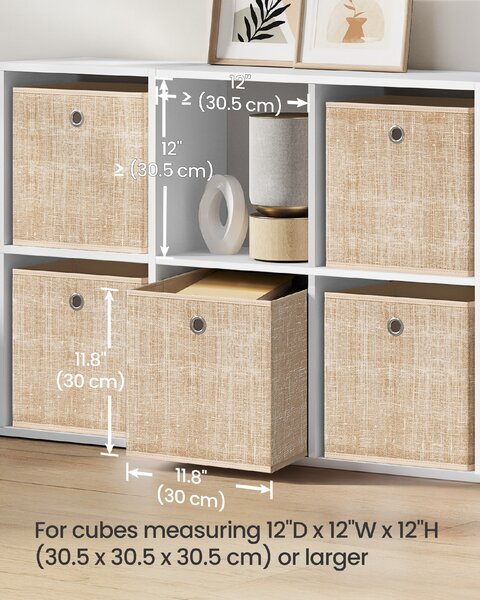 SONGMICS Úložné boxy 6 ks netkaná textilie s uchy 30 x 30 x 30 cm béžová