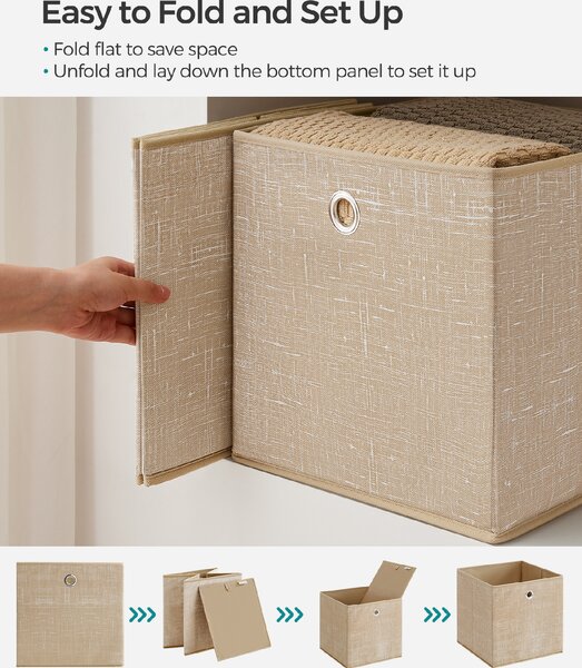 SONGMICS Úložné boxy 6 ks netkaná textilie s uchy 30 x 30 x 30 cm béžová