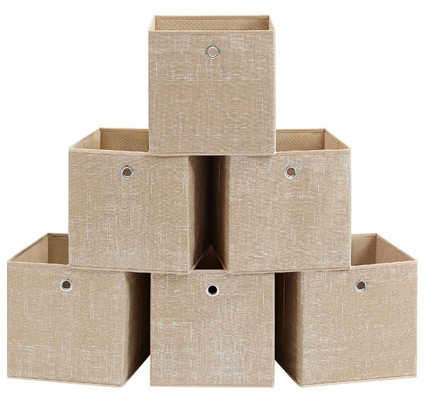 SONGMICS Úložné boxy 6 ks netkaná textilie s uchy 30 x 30 x 30 cm béžová