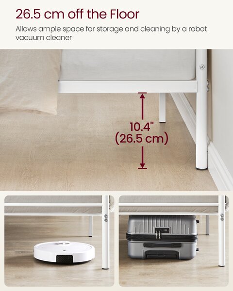 VASAGLE Kovový rám postele LOFT 90 x 190 bílá