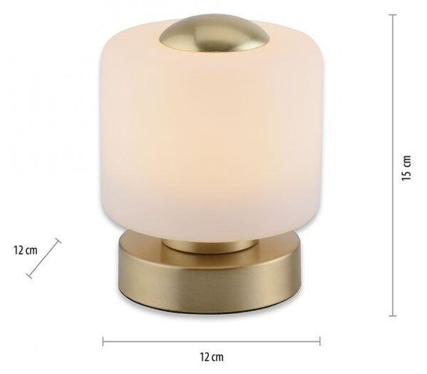Paul Neuhaus Stolní LED lampa BOTA, 7W, v.15,5 cm, 3000K stmívatelná, dotykový stmívač Barva: Mosaz
