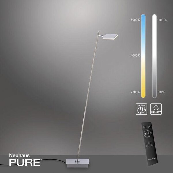 Paul Neuhaus Stojací LED lampa PURE MIRA 7,5W, v. 138 cm, 2700-5000K Barva: Hliník