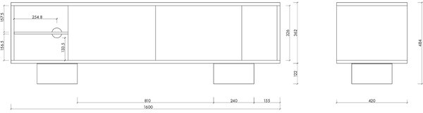 Noo.ma Světle šedý TV stolek Taro 160 x 42 cm