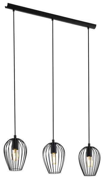 Eglo 49478 NEWTOWN - Tříramenný retro lustr v černé barvě, 3 x E27, 70cm (Závěsný retro lustr 3xE27)
