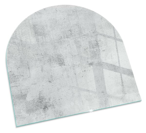 Půloválné sklo před krb Betonová textura v syrovém stylu ppkpon-00088279