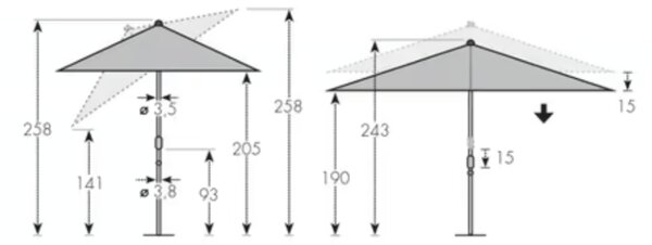 Doppler ALU WOOD zahradní slunečník 300 x 200 cm béžová