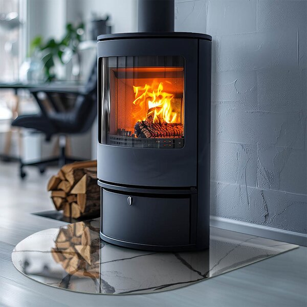 Půloválné sklo před krb Mramorové žíly v elegantním stylu ppkpon-00281896