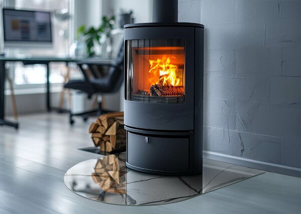 Půloválné sklo před krb Mramorové žíly v elegantním stylu ppkpon-00281896