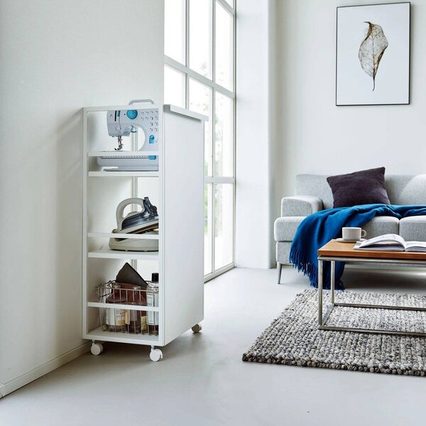 Bílý kovový pojízdný regál 42x84,5x32 cm Tower – YAMAZAKI