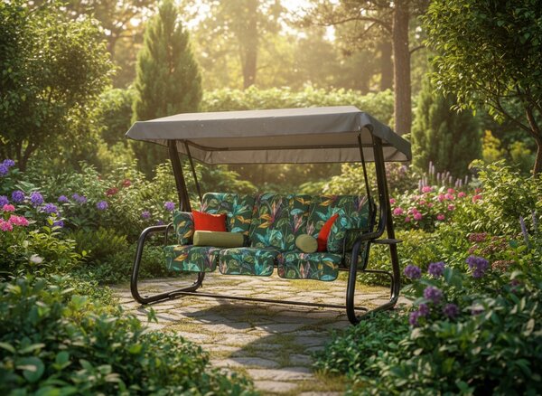 Zahradní houpačka Venezia Lux s moskytiérou, polštářky a bočními stolky G058-02PB PATIO 448548