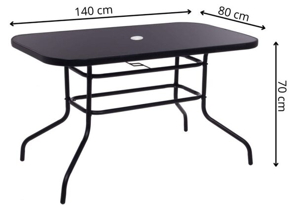Zahradní stůl 140x80 cm SPRINGOS TOSCANA GF0081 černý