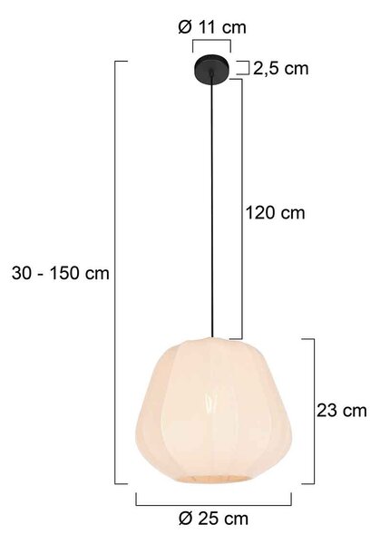 JAPANDI závěsné svítidlo krémové s textilním stínítkem 25 cm - Sable