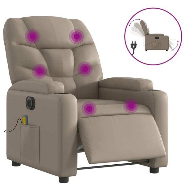 Elektrické masání polohovací křeslo cappuccino umlá ke