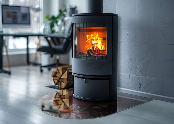 Půloválná podložka pod krbová kamna Květinový detail v plném květu ppkpon-00282730