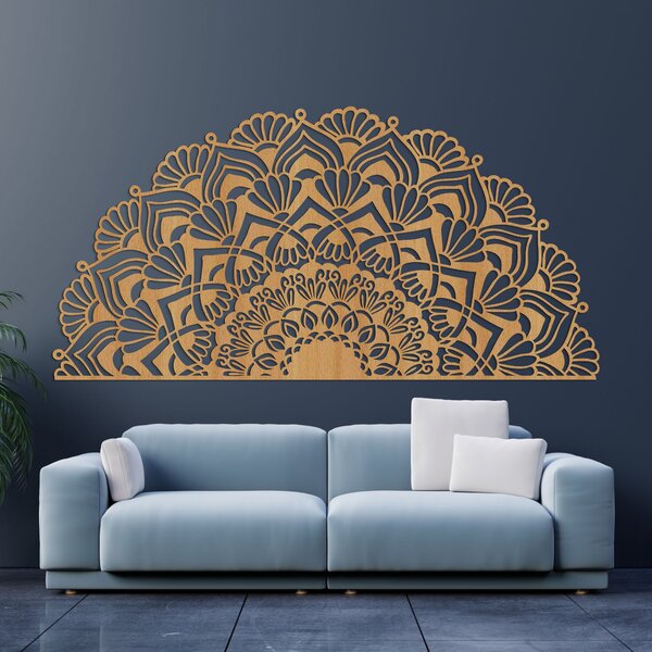 Moderní poloviční dřevěná mandala na zeď | MENSIS: HDF - Javor 25 x 50 cm 4494-96230 HDF0371