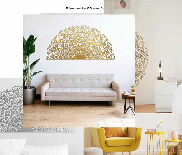 Moderní poloviční dřevěná mandala na zeď | MENSIS: HDF - Javor 25 x 50 cm 4494-96230 HDF0371