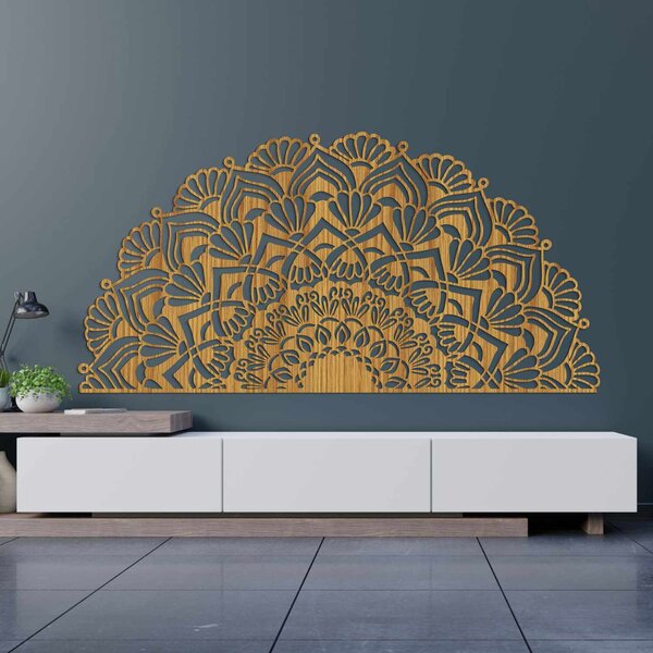Moderní poloviční dřevěná mandala na zeď | MENSIS: HDF - Javor 25 x 50 cm 4494-96230 HDF0371