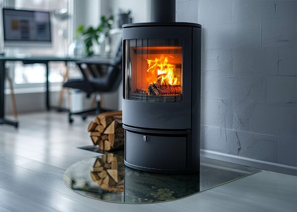 Půloválné sklo před krb Rostlinné vzory s motýly ppkpon-00282769