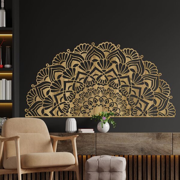 Moderní poloviční dřevěná mandala na zeď | MENSIS: HDF - Javor 25 x 50 cm 4494-96230 HDF0371