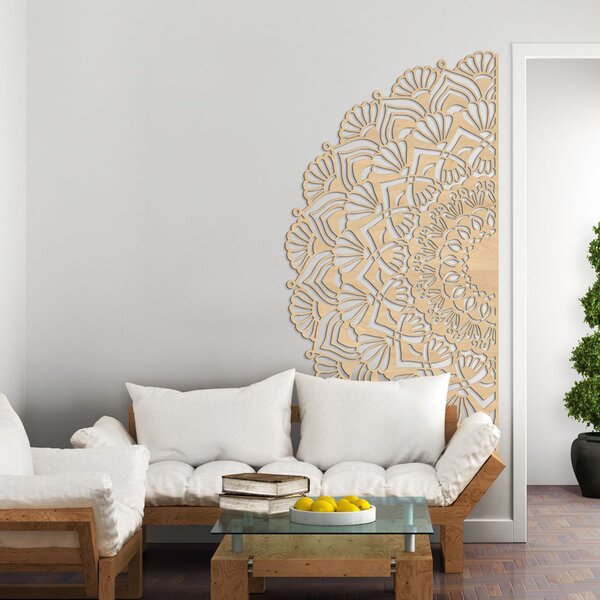 Moderní poloviční dřevěná mandala na zeď | MENSIS: HDF - Javor 25 x 50 cm 4494-96230 HDF0371