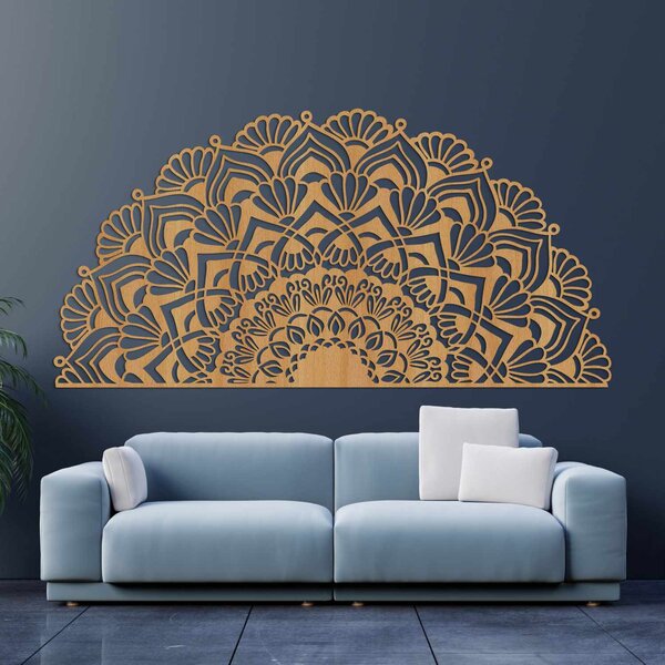 Moderní poloviční dřevěná mandala na zeď | MENSIS: HDF - Javor 25 x 50 cm 4494-96230 HDF0371