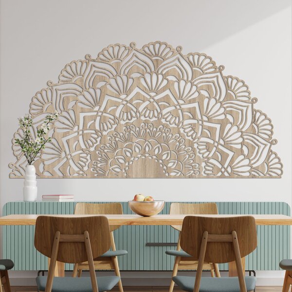Moderní poloviční dřevěná mandala na zeď | MENSIS: HDF - Javor 25 x 50 cm 4494-96230 HDF0371