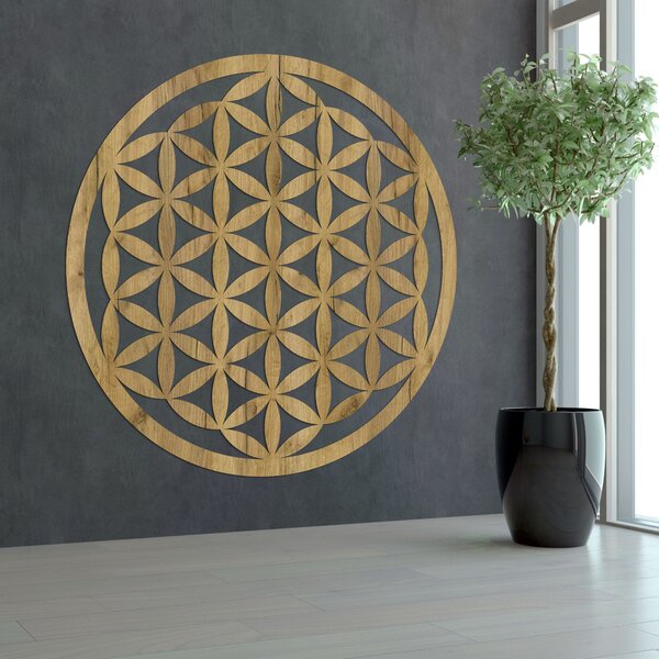 Elegantní vyřezávaná dřevěná mandala dřeví na zeď - FLORUM: HDF - Javor 20 cm 4667-109964 HDF0166-akcia20
