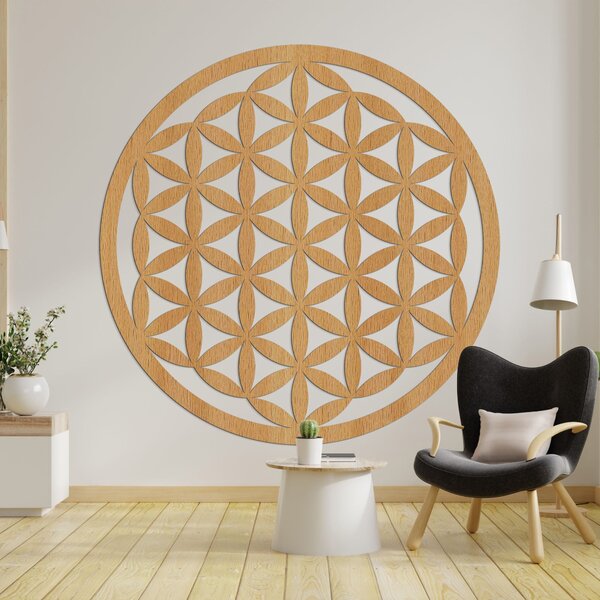 Elegantní vyřezávaná dřevěná mandala dřeví na zeď - FLORUM: HDF - Javor 20 cm 4667-109964 HDF0166-akcia20