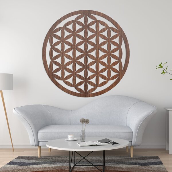 Elegantní vyřezávaná dřevěná mandala dřeví na zeď - FLORUM: HDF - Javor 20 cm 4667-109964 HDF0166-akcia20