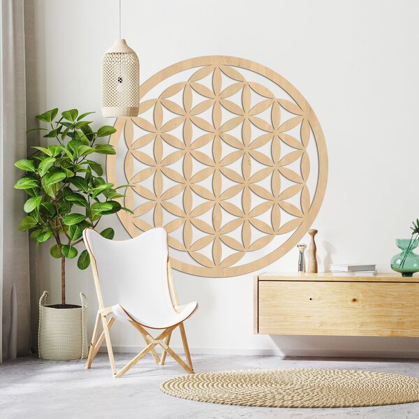 Elegantní vyřezávaná dřevěná mandala dřeví na zeď - FLORUM: HDF - Javor 20 cm 4667-109964 HDF0166-akcia20
