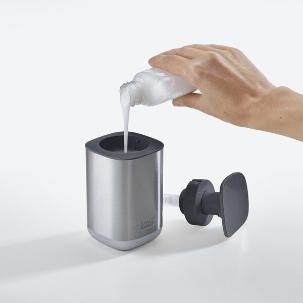 Dávkovač mýdla z nerezové oceli v leskle stříbrné barvě 250 ml Presto Steel – Joseph Joseph