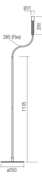 Redo Stojací LED lampa DRILL 8W, v. 172 cm flexibilní, CRI90, stmívatelná Barva: Černá, Barva světla: 3000K