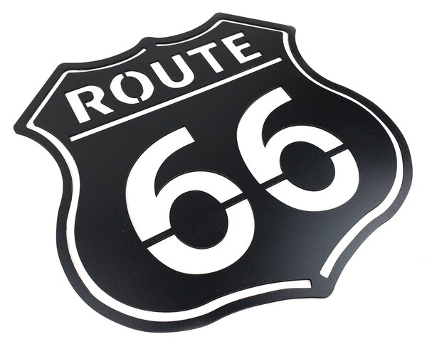 Dřevěná nástěnná dekorace Route 66 černá