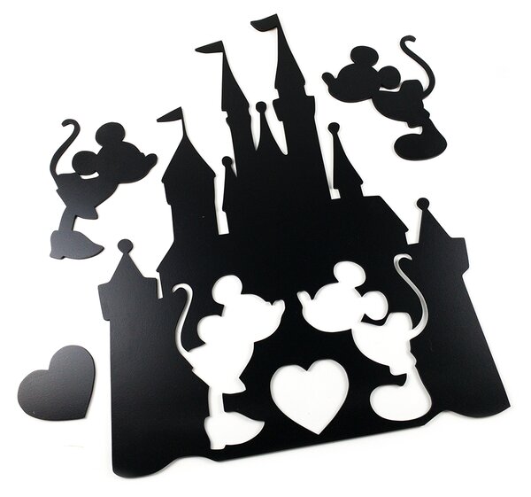 Živá Zeď Dřevěná nástěnná černá dekorace Mickey a Minnie na Zámku