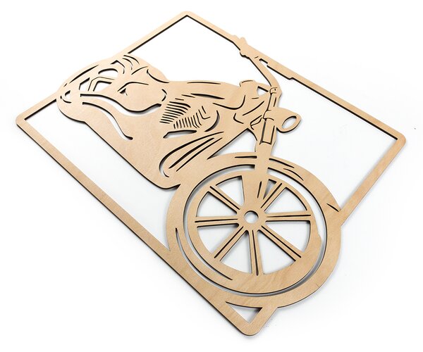 Dřevěná nástěnná dekorace Motorka