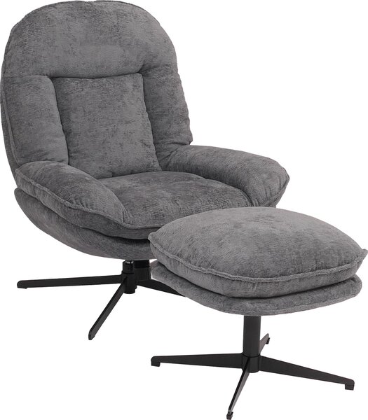 Relaxaní křeslo s taburetem HWC-P32, TV křeslo se závsem Nosag, otoné kovové látka/textil inylka (370 g/m²) edá