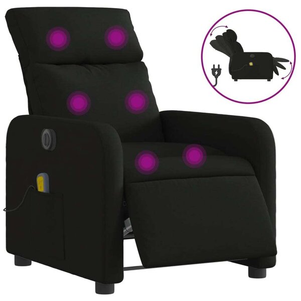 Elektrické masání polohovací křeslo erné textil