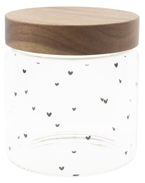 Dóza s dřevěným víkem Storage 13 cm nápis