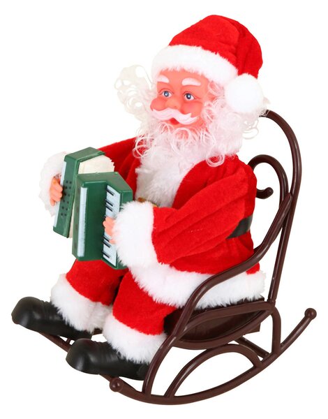 Muzikant Mikuláš s akordeonem, vánoční figurka na baterie, výška 24cm