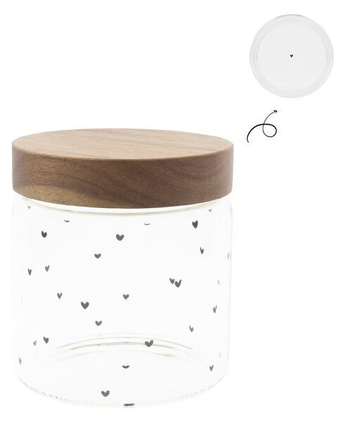 Dóza s dřevěným víkem Storage 13 cm nápis