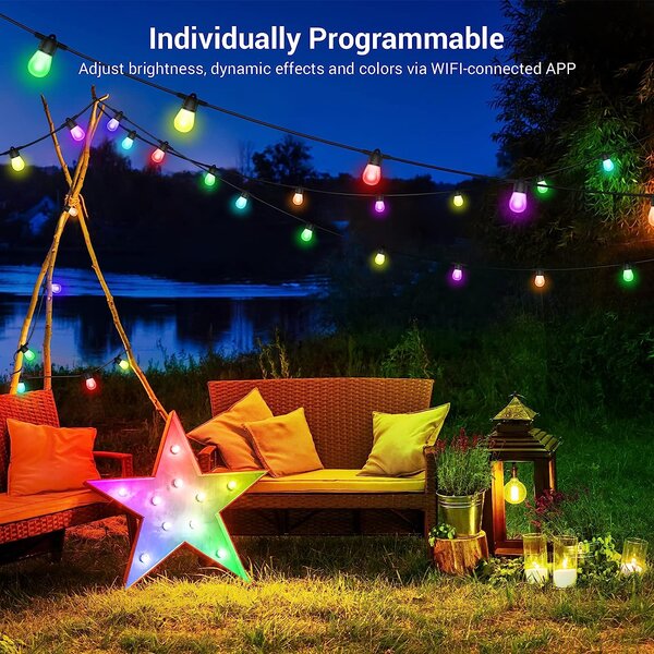 Immax NEO LITE Smart venkovní dekorační řetěz girlanda 15W,15m, Tuya WiFi, RGB, CCT IP65