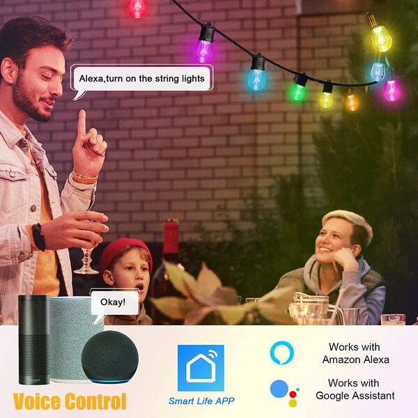 Immax NEO LITE Smart venkovní dekorační řetěz girlanda 15W,15m, Tuya WiFi, RGB, CCT IP65
